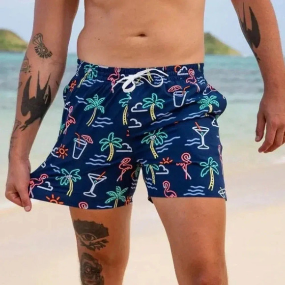 NEW Chubbies The Neon Lights Stretch Swim Trunks 5.5” Inseam Navy Size Medium - Picture 15 of 16